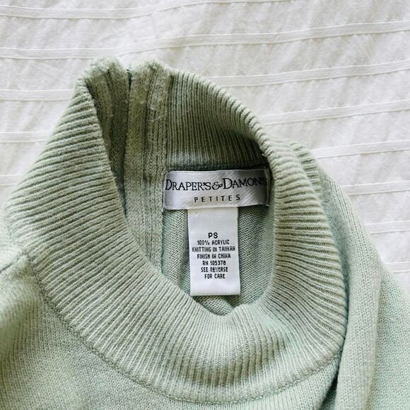 Drapers & Damons Sage Green Sweater Short Sleeve Top Petite Small - Picture 4 of 8